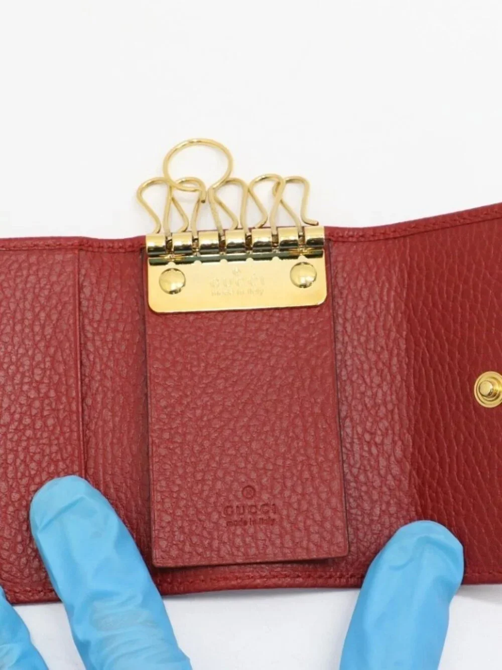 Gucci GG Red Marmont Leather 6 Ring Key Case Wallet